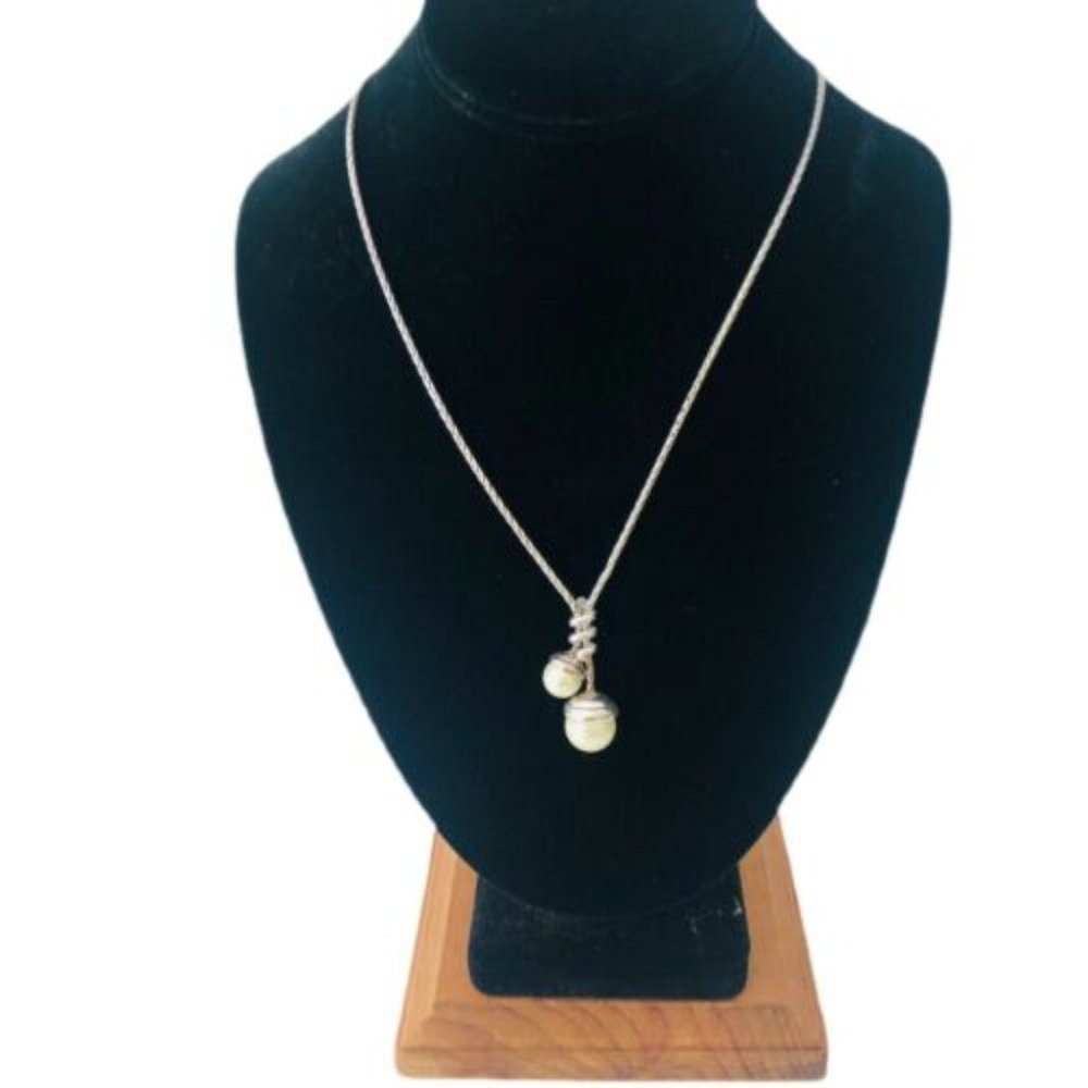 Brighton Silver-Tone Necklace with Cream Bead Drops